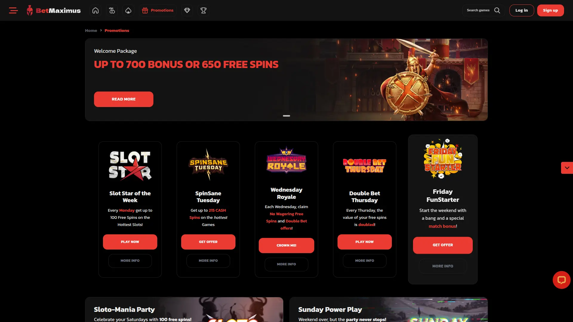 BetMaximus Casino desktop promotions and bonus offers overview
