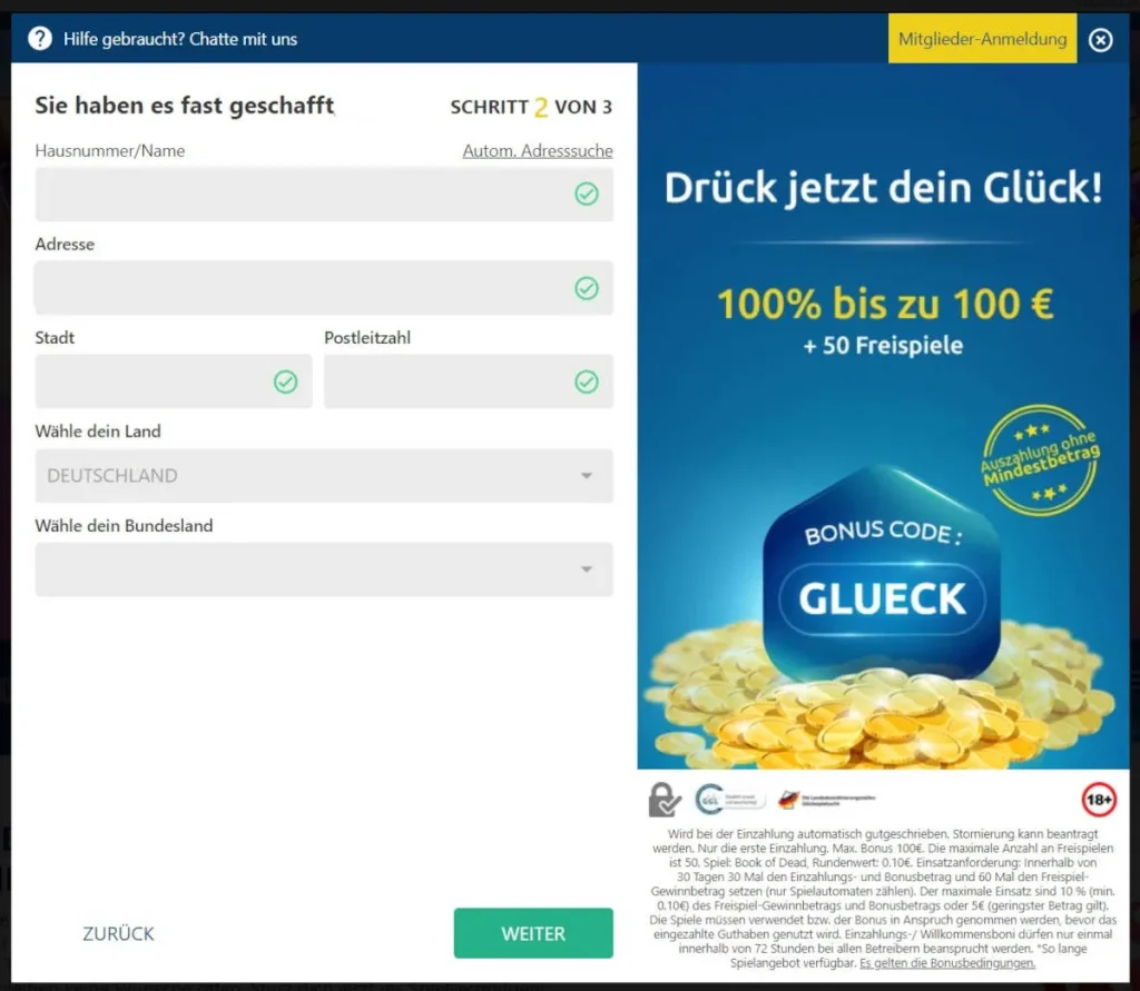 druckgluck anmeldung