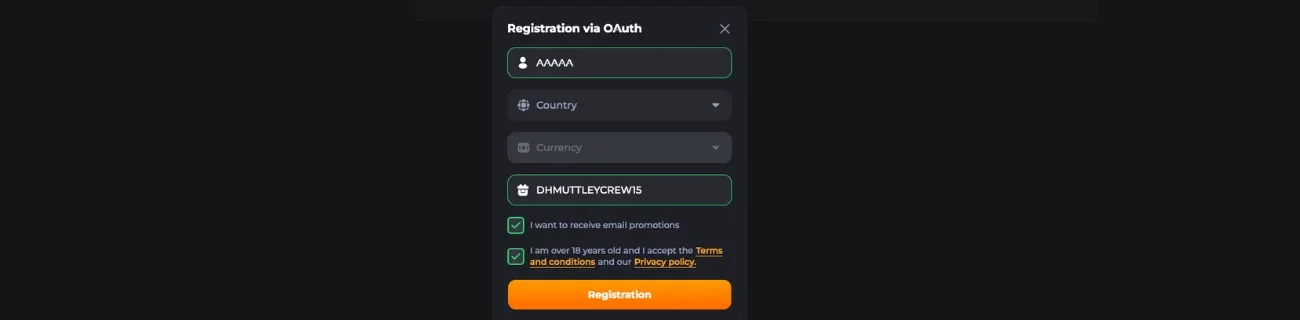 Royal Sea Casino deposit registration screen – step-by-step account funding process