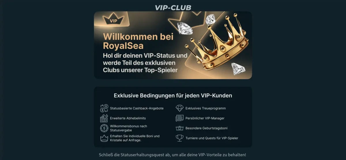 Royal Sea Casino VIP program Germany – exclusive bonuses and higher withdrawal limits