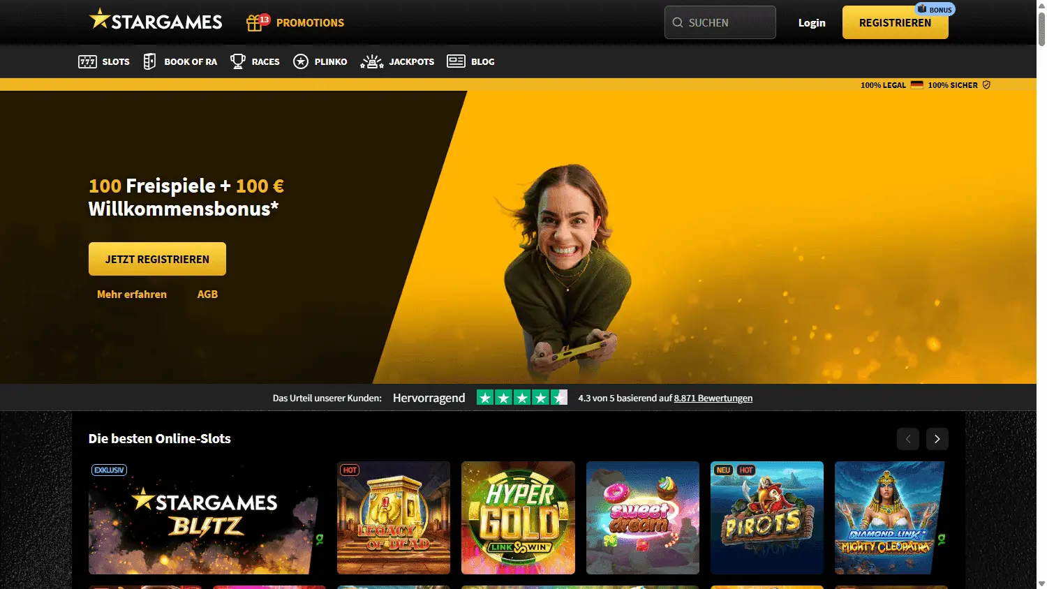 StarGames Casino Homepage – Boku Bonus und Willkommensangebot