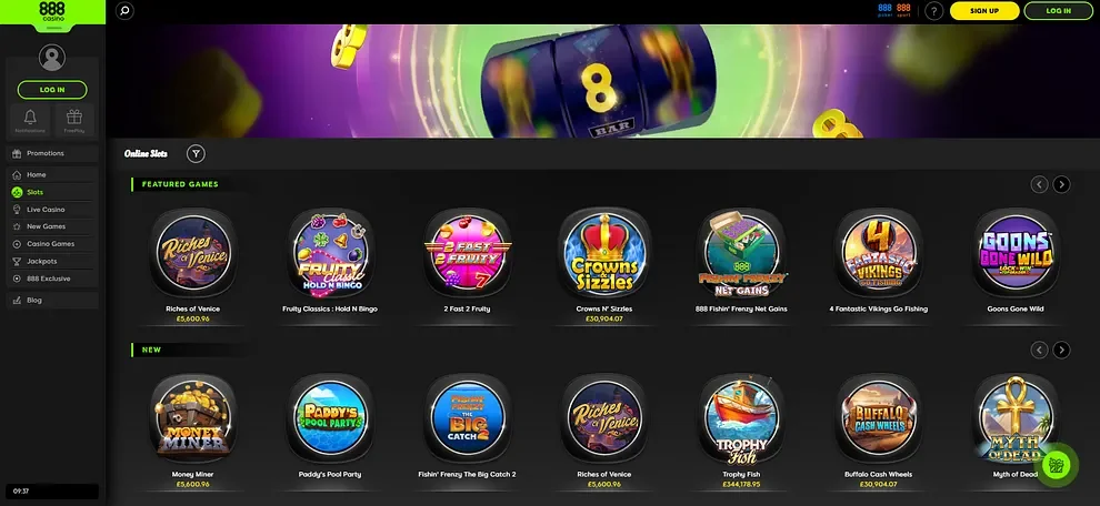 888 Casino Slots Auswahl