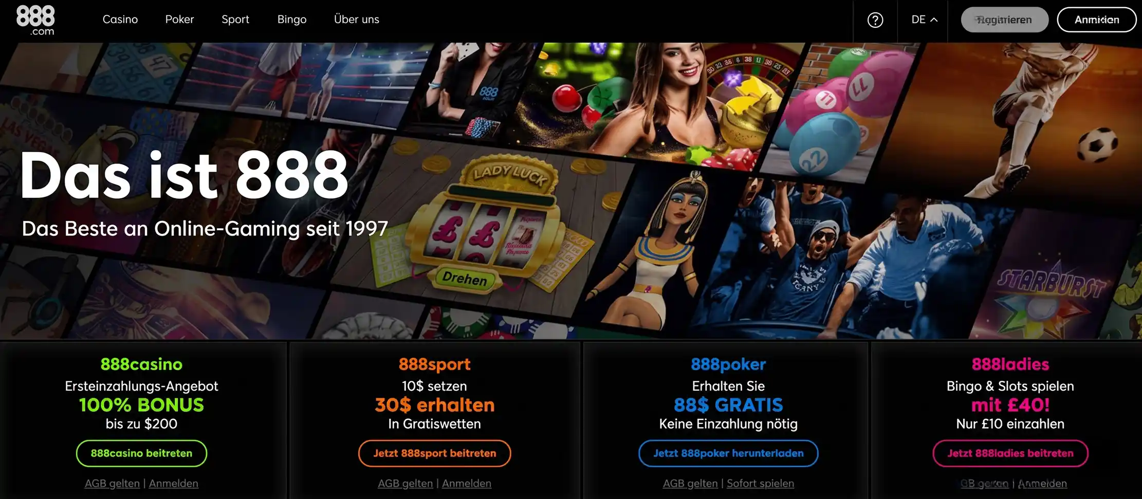 888 Casino Spiellobby Kategorien