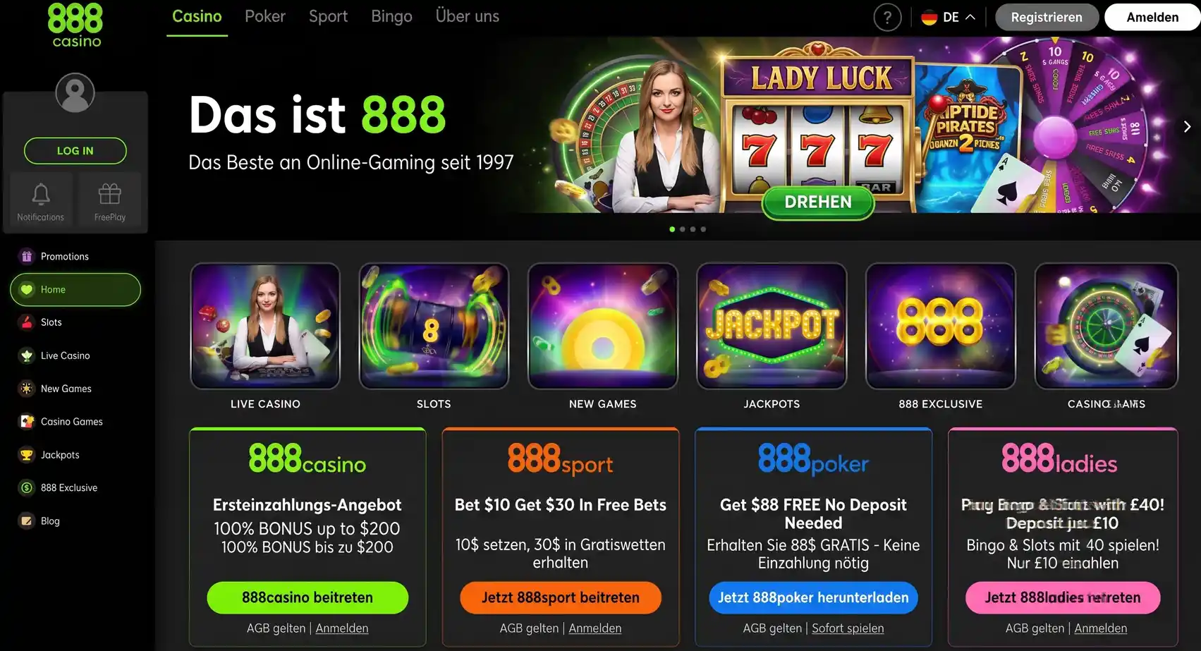 888 Casino Startseite Willkommensbonus
