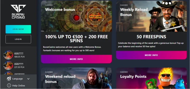 Buran Casino Bonusprogramm Übersicht