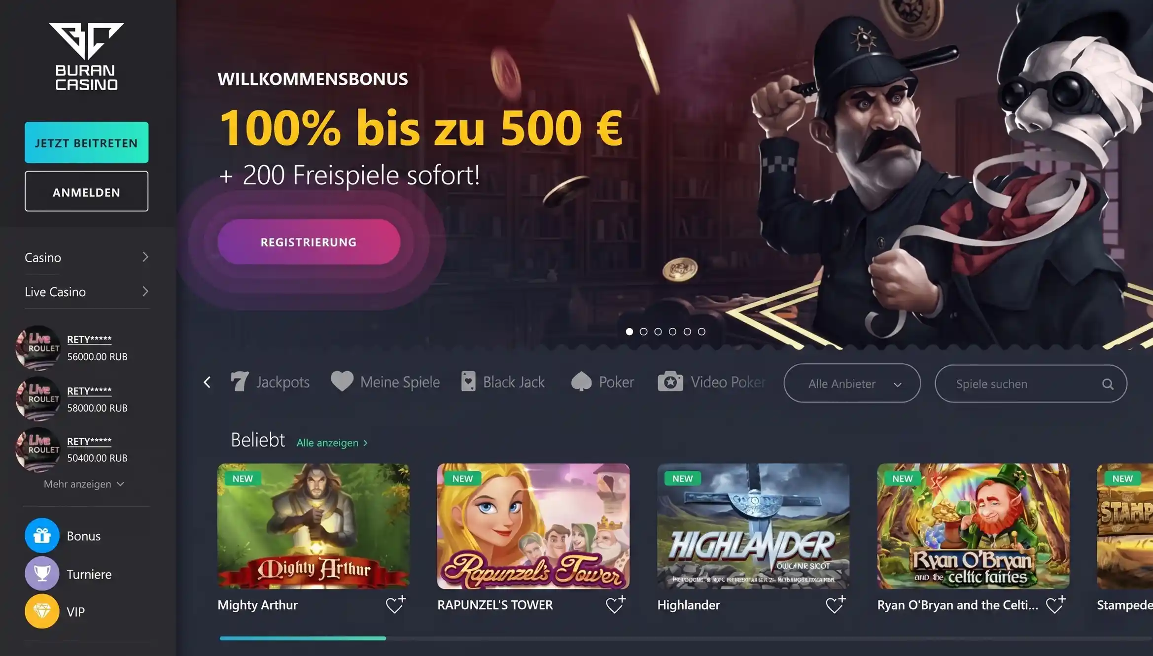 Buran Casino Startseite Spiellobby