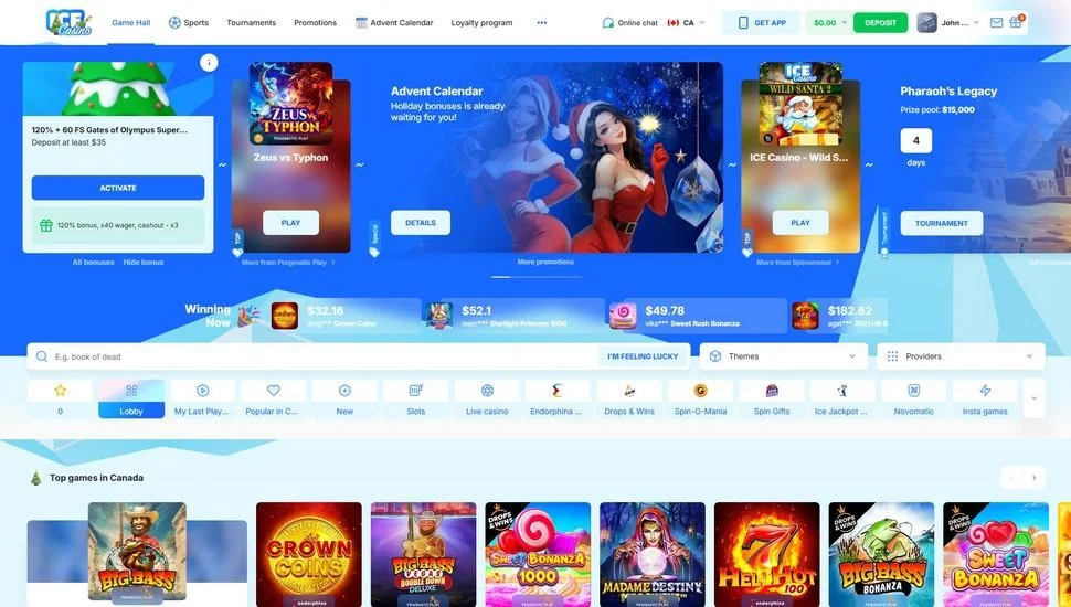 Ice Casino Startseite Spielauswahl Übersicht