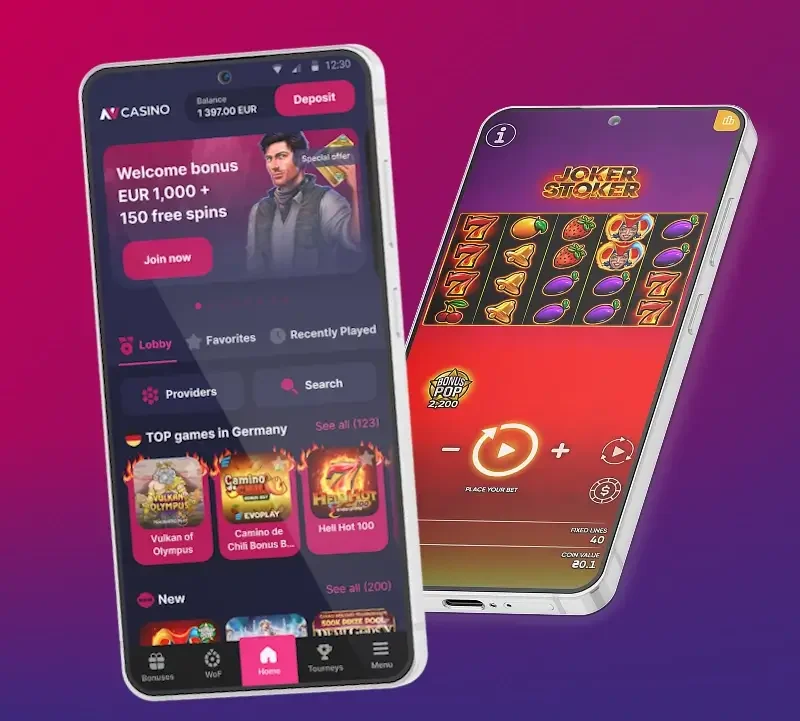 NV Casino mobile App — Slots und Spielauswahl auf dem Smartphone