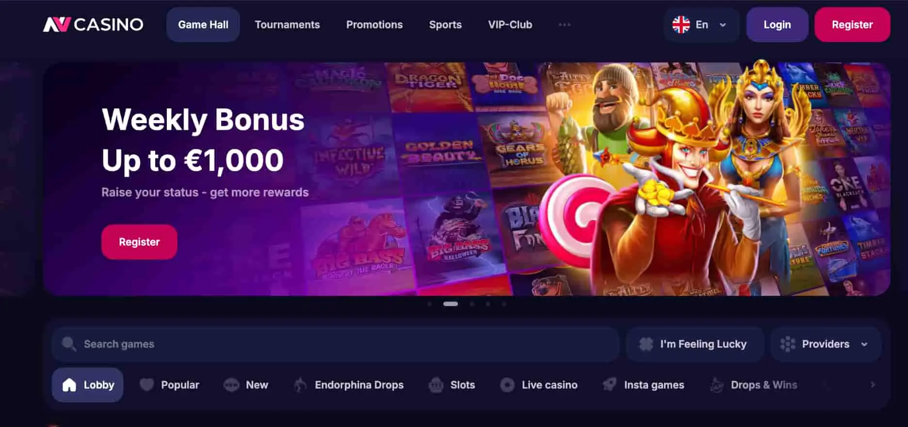 NV Casino Startseite mit Wochenbonus — wöchentlicher Cashback und Aktionsübersicht
