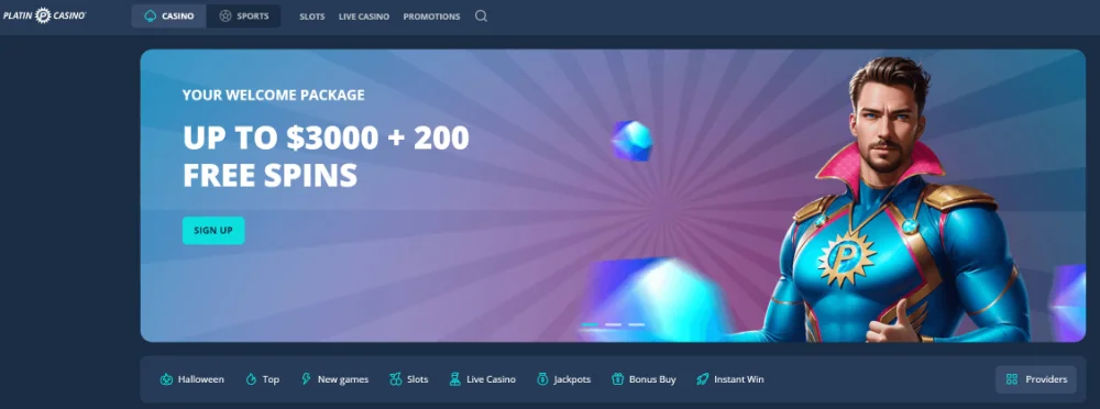 Platin Casino Startseite Willkommenspaket Übersicht