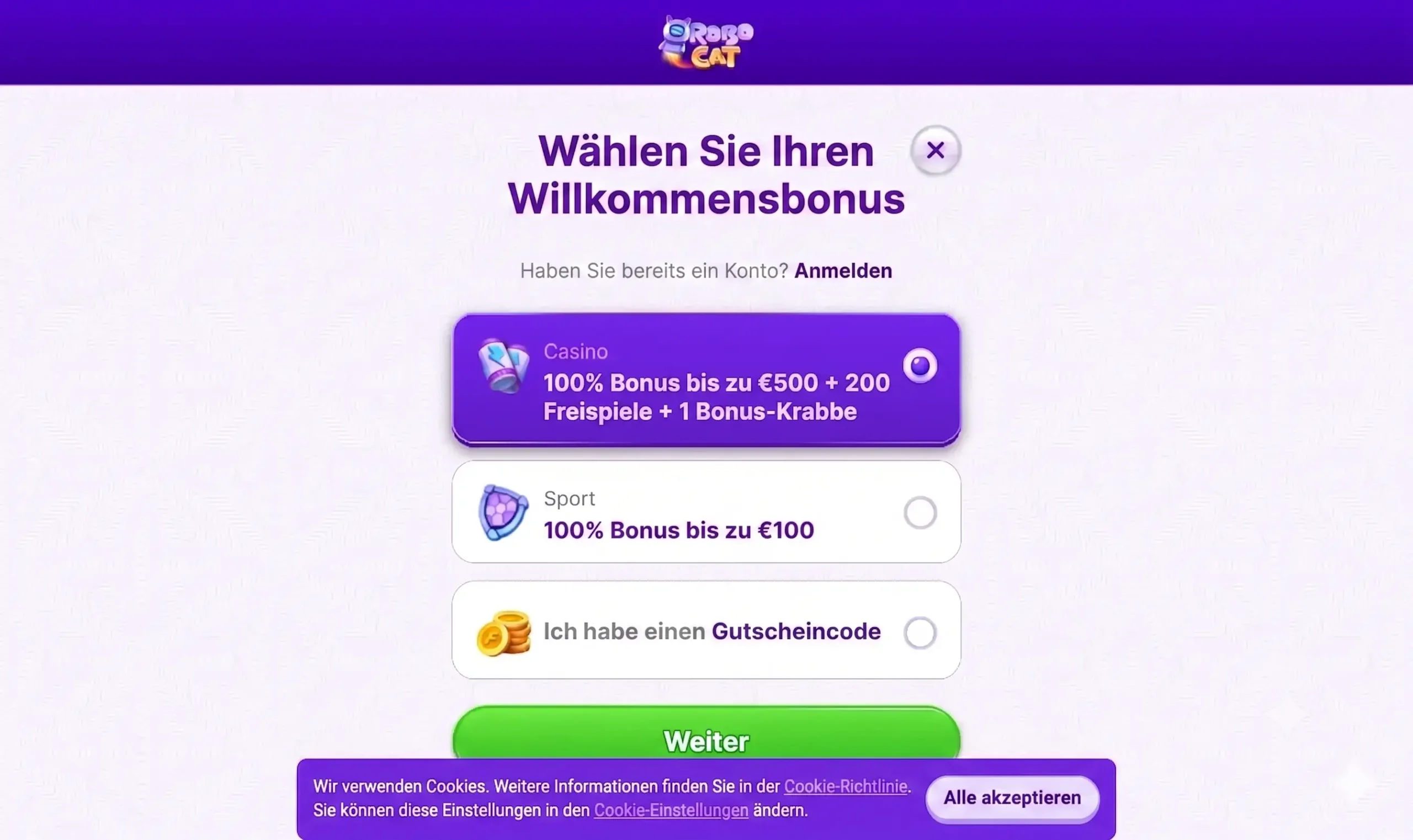 Robocat Casino Aktionen und Turniere Übersicht