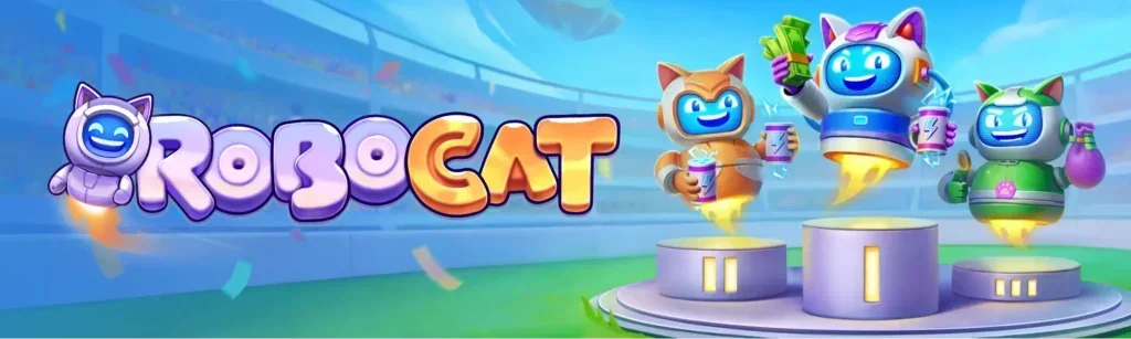 Robocat Casino Banner Siegertreppchen