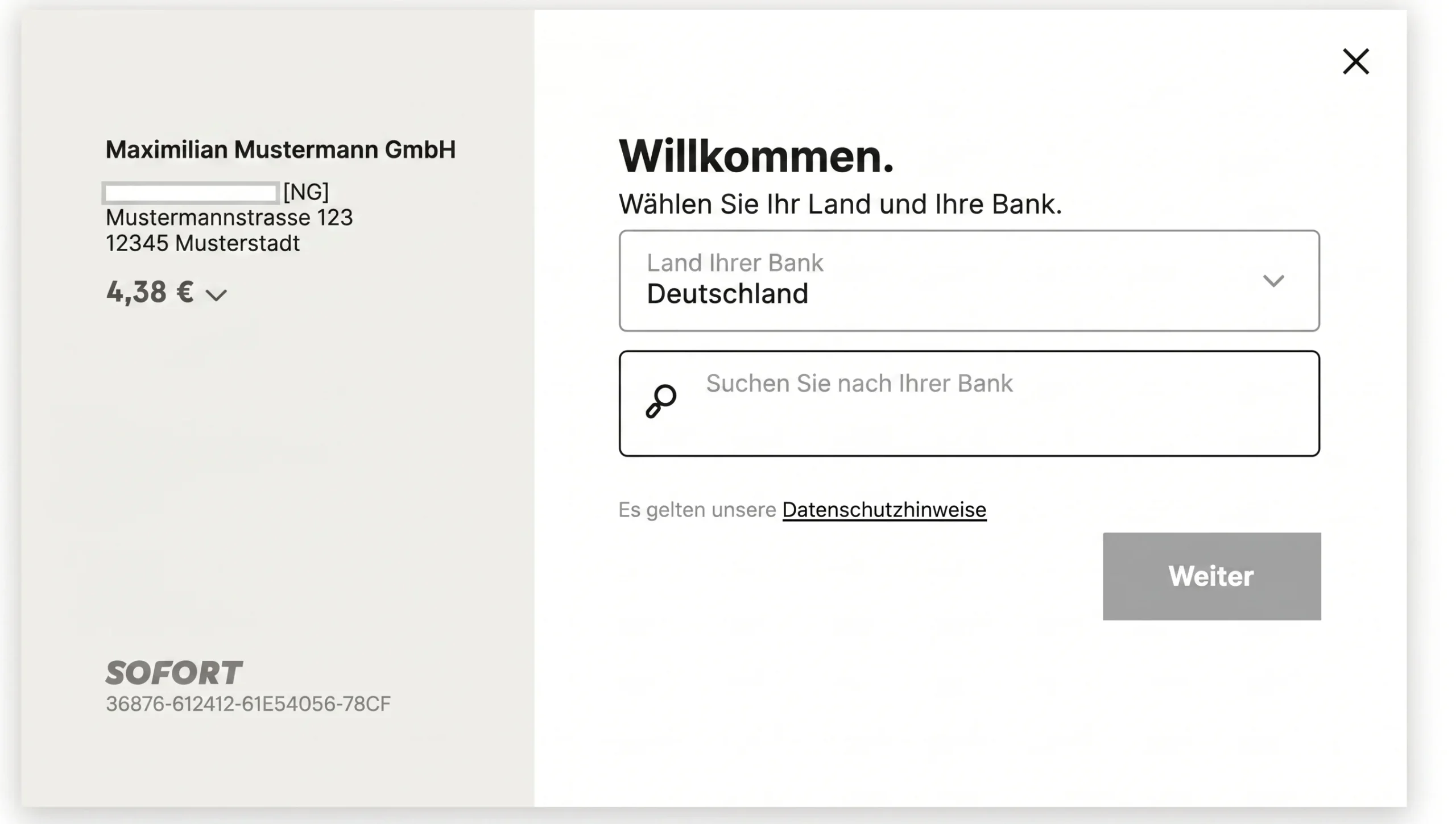 Klarna Sofort Bankauswahl – Länder- und Bankenauswahl beim Zahlungsvorgang auf Deutsch