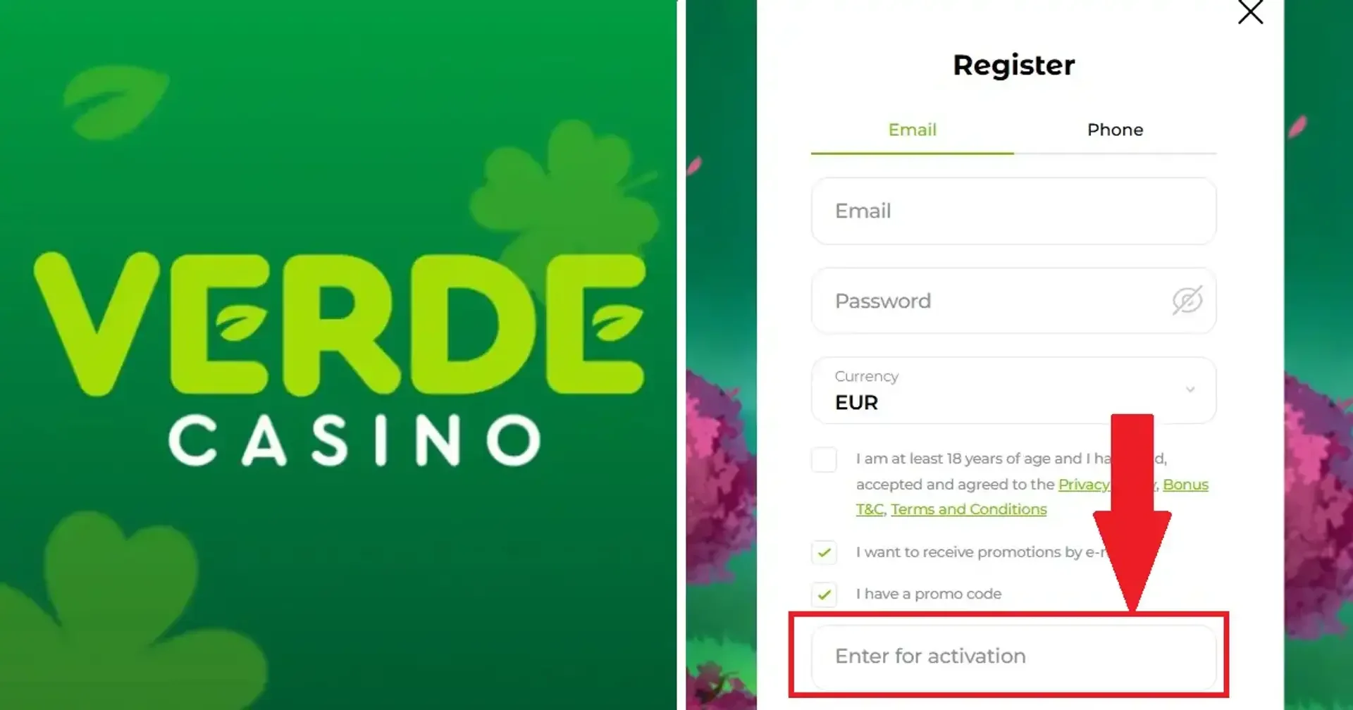 Verde Casino Logo und Banner — Übersicht des Online-Casinos mit Curaçao-Lizenz