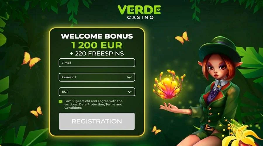 Verde Casino Willkommensbonus bei der Registrierung — bis zu 1.200 Euro plus 220 Freispiele auf vier Einzahlungen