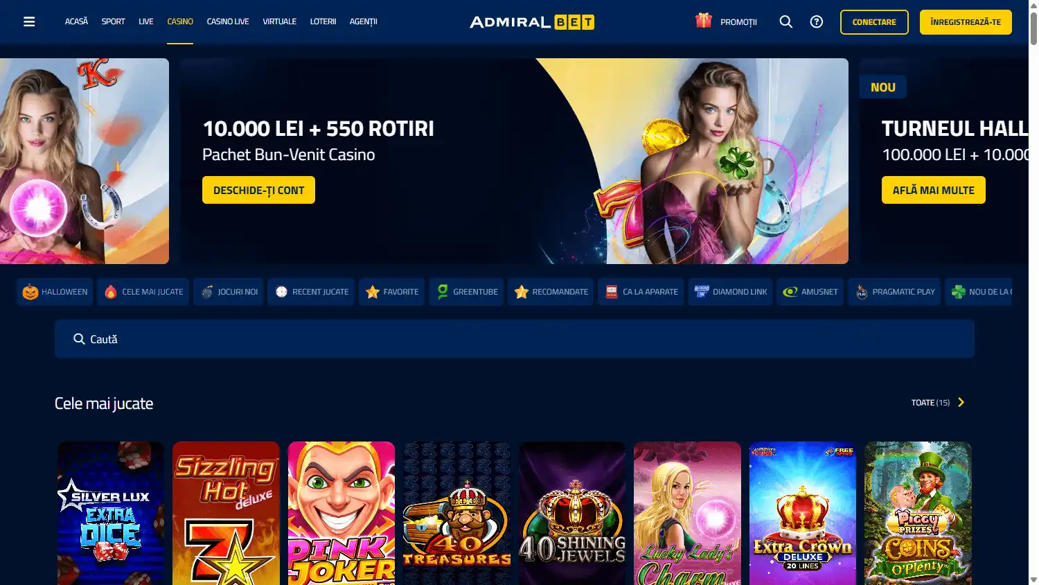 AdmiralBet Casino Spielauswahl mit Novoline-Slots unter GGL-Lizenz