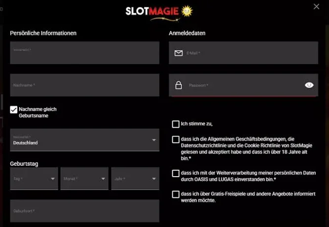 SlotMagie Login und Kassenbereich für die Auszahlung