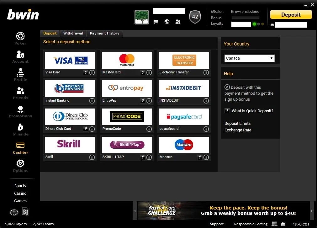 Bwin Casino Einzahlungsbonus 100 % bis 100 € unter GGL-Lizenz