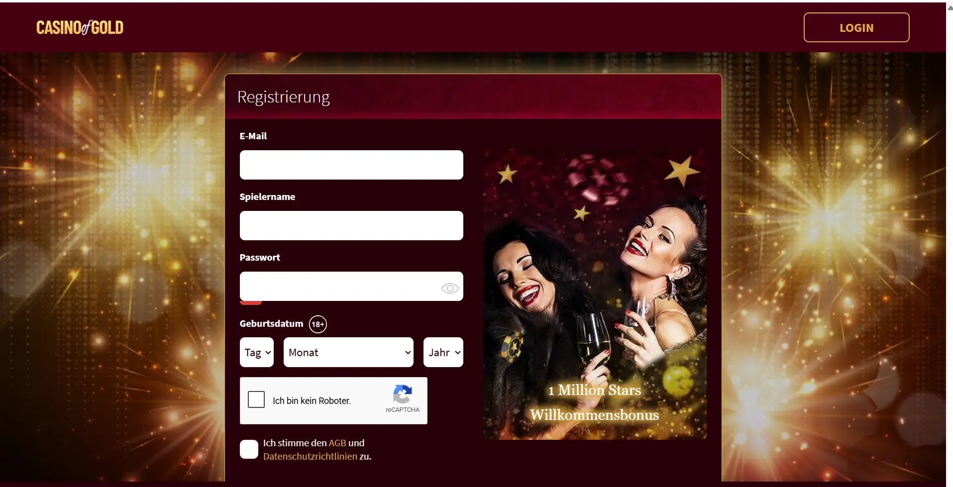 Casino of Gold Registrierung und Verifizierung der Kontodaten