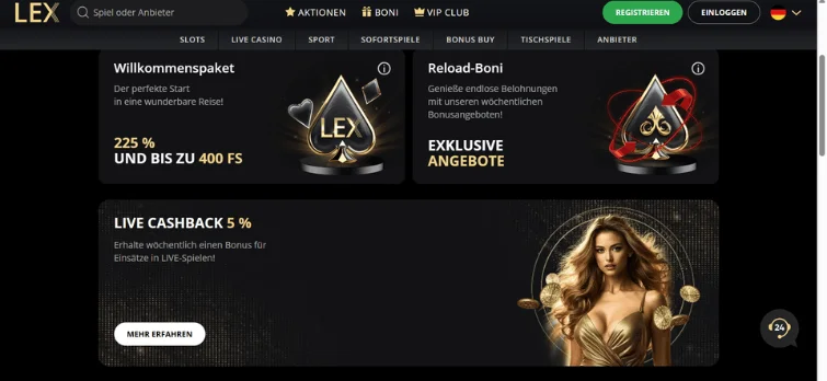 Lex Casino Boni Übersicht Willkommensbonus und Treueprogramm